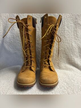 Timberland Women's Tan Wheat Lace-Up Knee Boots Size 4 Kids 6 Women’s